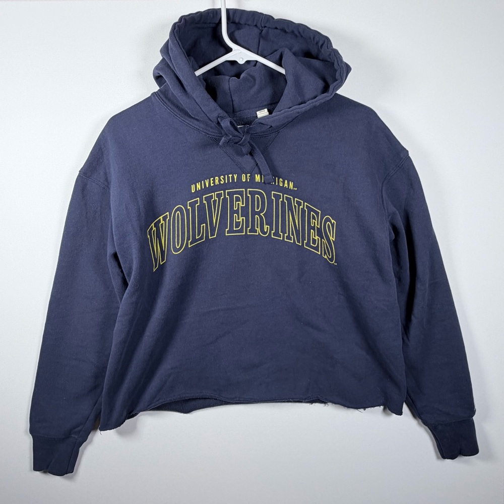 Women’s Michigan Wolverines Cropped Hoodie Size Small Tailgate Blue